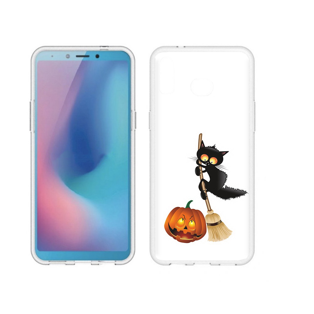 Чехол MyPads Tocco для Samsung Galaxy A6s хэлуинский котик (PT123850.597.667)