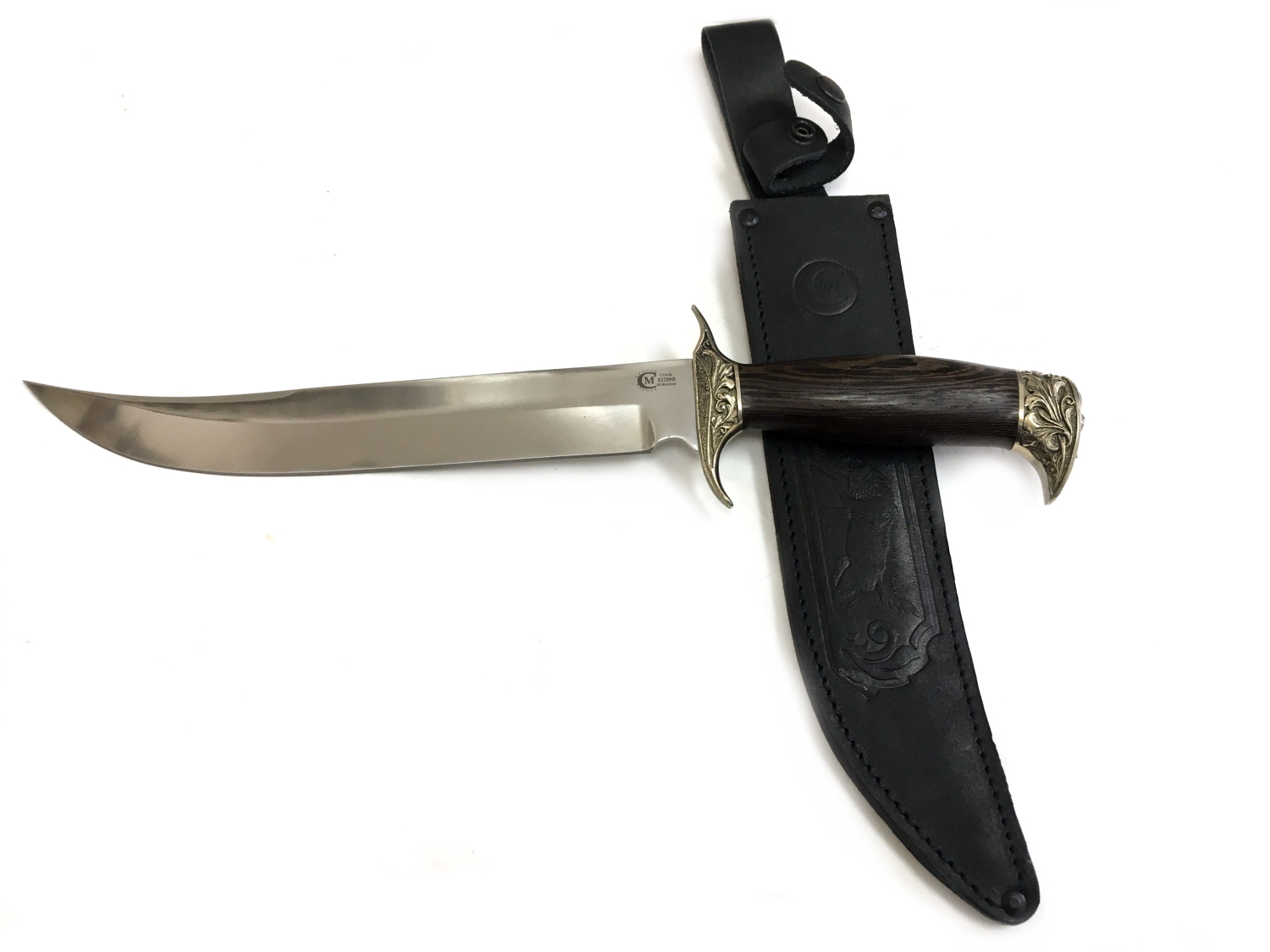 Нож Шайтан Семин, кованая сталь Х12МФ, рукоять венге и мельхиор