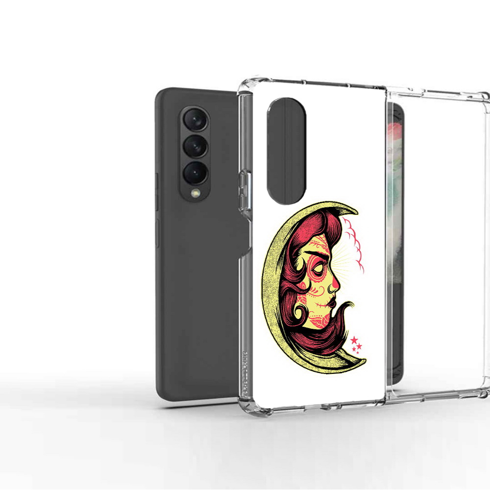 

Чехол MyPads Tocco для Samsung Galaxy Z Fold2 желтый полумесяц с лицом девушки, Прозрачный, Tocco