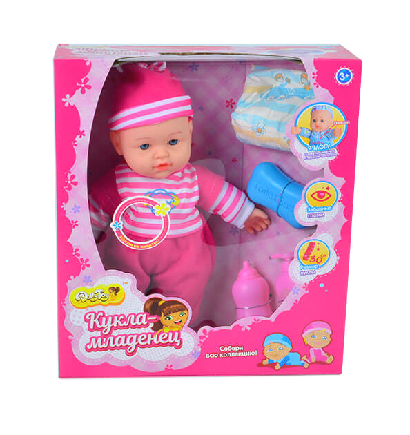 фото Dollytoy кукла-младенец пупс с подгузником 30 см, в ассорт. dolly toy