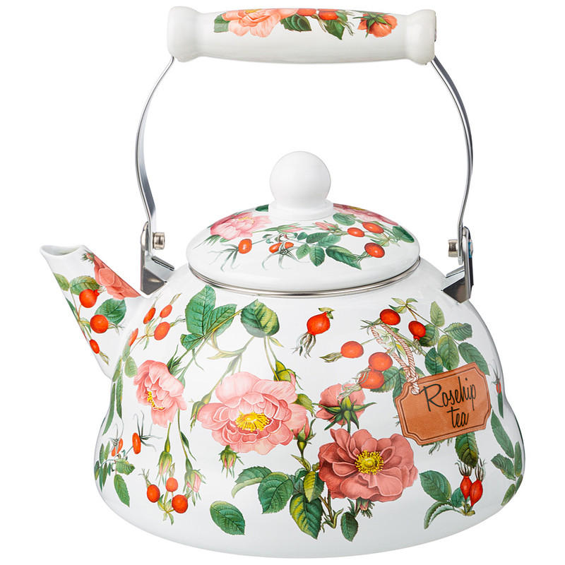 

Чайник для плиты эмалированная сталь Agness Fruit Basket 3л 934-577, Белый