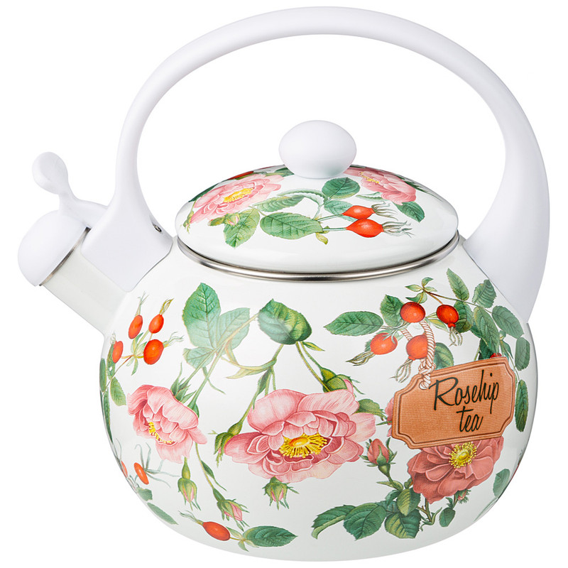 

Чайник со свистком индукция эмалированная сталь Agness Fruit Basket 2,2л 934-579, Белый
