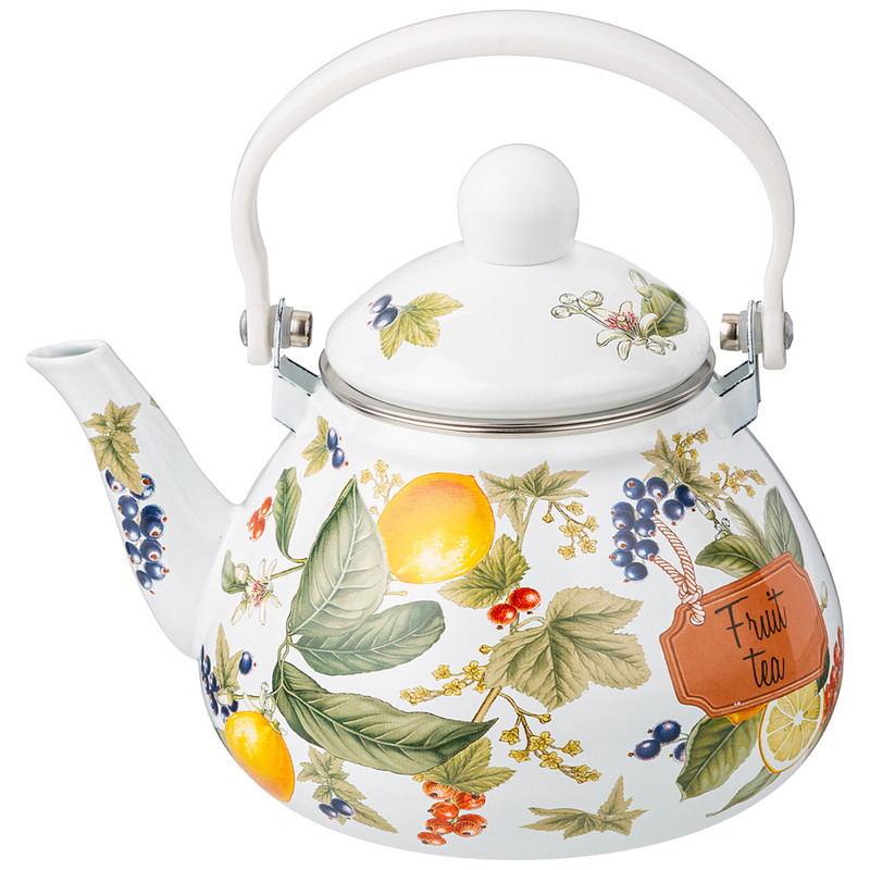 

Чайник для плиты эмалированная сталь Agness Fruit Basket 1,3л 934-585, Белый