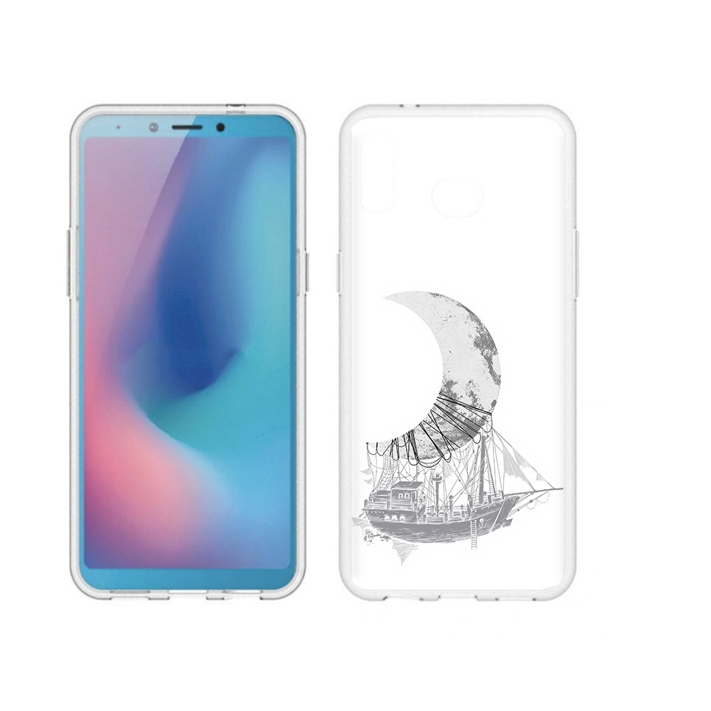 

Чехол MyPads Tocco для Samsung Galaxy A6s черно белый корабль полумесяц (PT123850.597.684), Прозрачный, Tocco