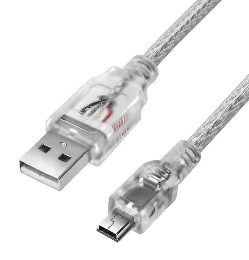 фото Gcr кабель 1.8m usb 2.0, am/mini, прозрачный, 28/28 awg