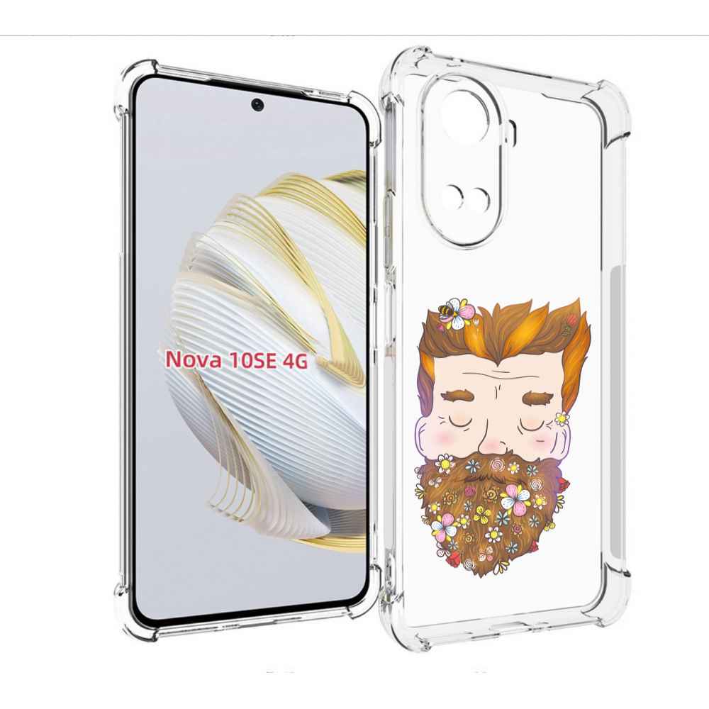 

Чехол MyPads мужчина с цветами в бороде для Huawei Nova 10 SE, Прозрачный, Tocco
