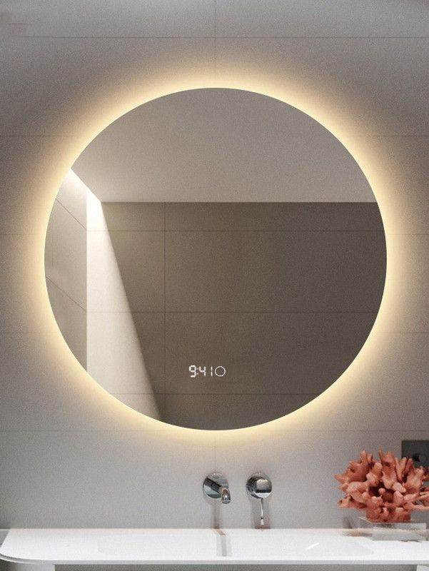 Зеркало круглое Муза D90 для ванной с тёплой LED-подсветкой и часами