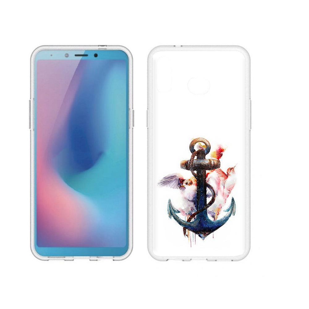 

Чехол MyPads Tocco для Samsung Galaxy A6s якорь с птицами (PT123850.597.703), Прозрачный, Tocco