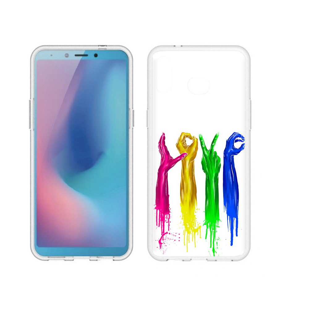 

Чехол MyPads Tocco для Samsung Galaxy A6s яркие руки love (PT123850.597.707), Прозрачный, Tocco