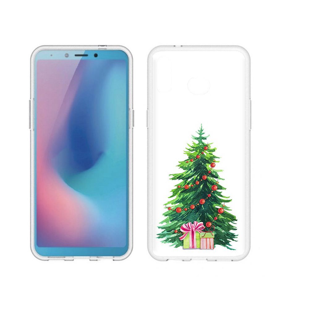 

Чехол MyPads Tocco для Samsung Galaxy A6s Елка новогодняя с подарками акварель, Прозрачный, Tocco