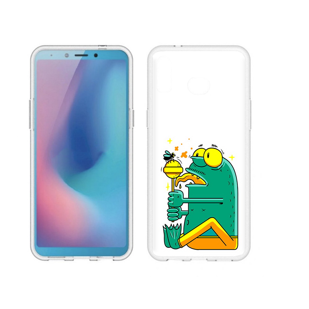 

Чехол MyPads Tocco для Samsung Galaxy A6s Зеленая лягушка с чупа чупсом (PT123850.597.85), Прозрачный, Tocco