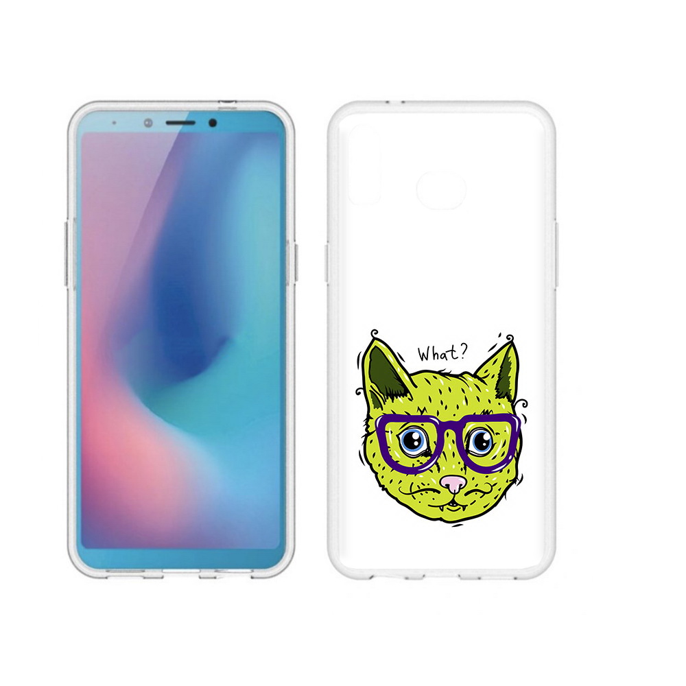 

Чехол MyPads Tocco для Samsung Galaxy A6s Зеленый кот (PT123850.597.86), Прозрачный, Tocco