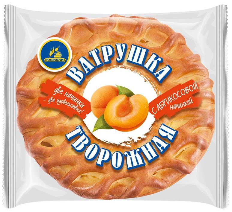 

Ватрушка Каравай творожная с абрикосовой начинкой 240 г