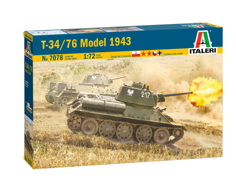 фото Сборная модель italeri 1/72 танк t-34/76 model 1943 7078