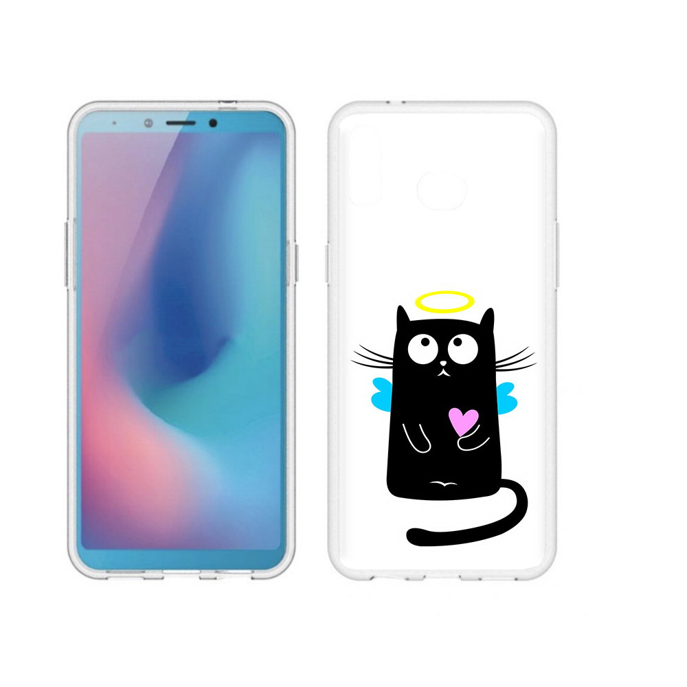 

Чехол MyPads Tocco для Samsung Galaxy A6s Кот ангелок (PT123850.597.96), Прозрачный, Tocco