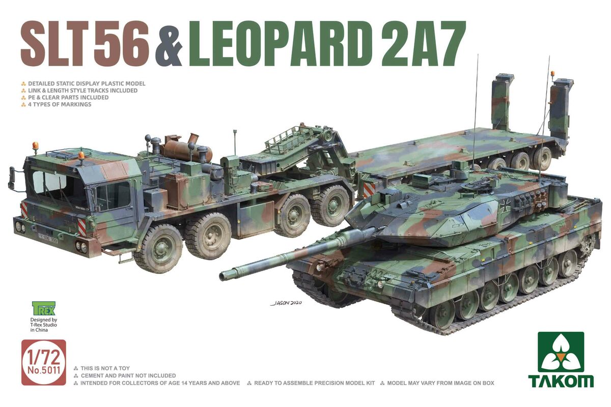 

Сборная модель Takom 1/72 Немецкий тягач SLT56 с танком Leopard 2A7 5011