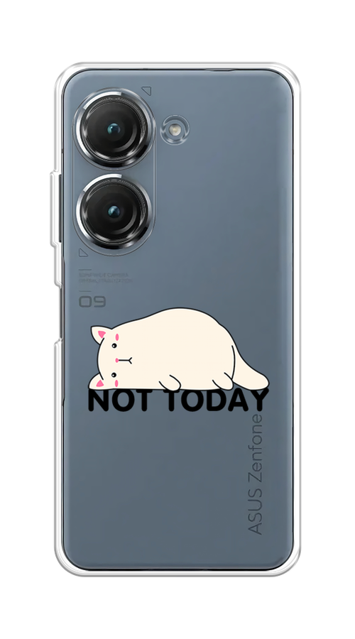 

Чехол на Asus ZenFone 9 "Cat not today", Белый;розовый;черный, 44950-1