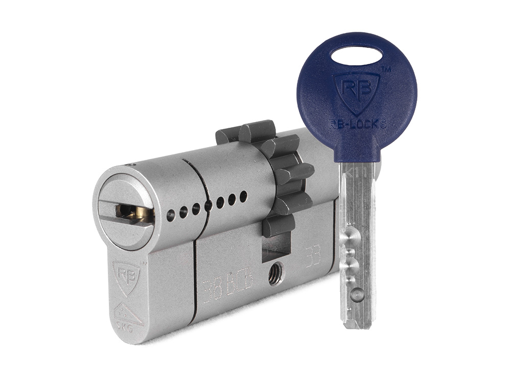 Цилиндр Rav Bariach Mars ключ-ключ (размер 55х55 мм) - Никель, Шестеренка