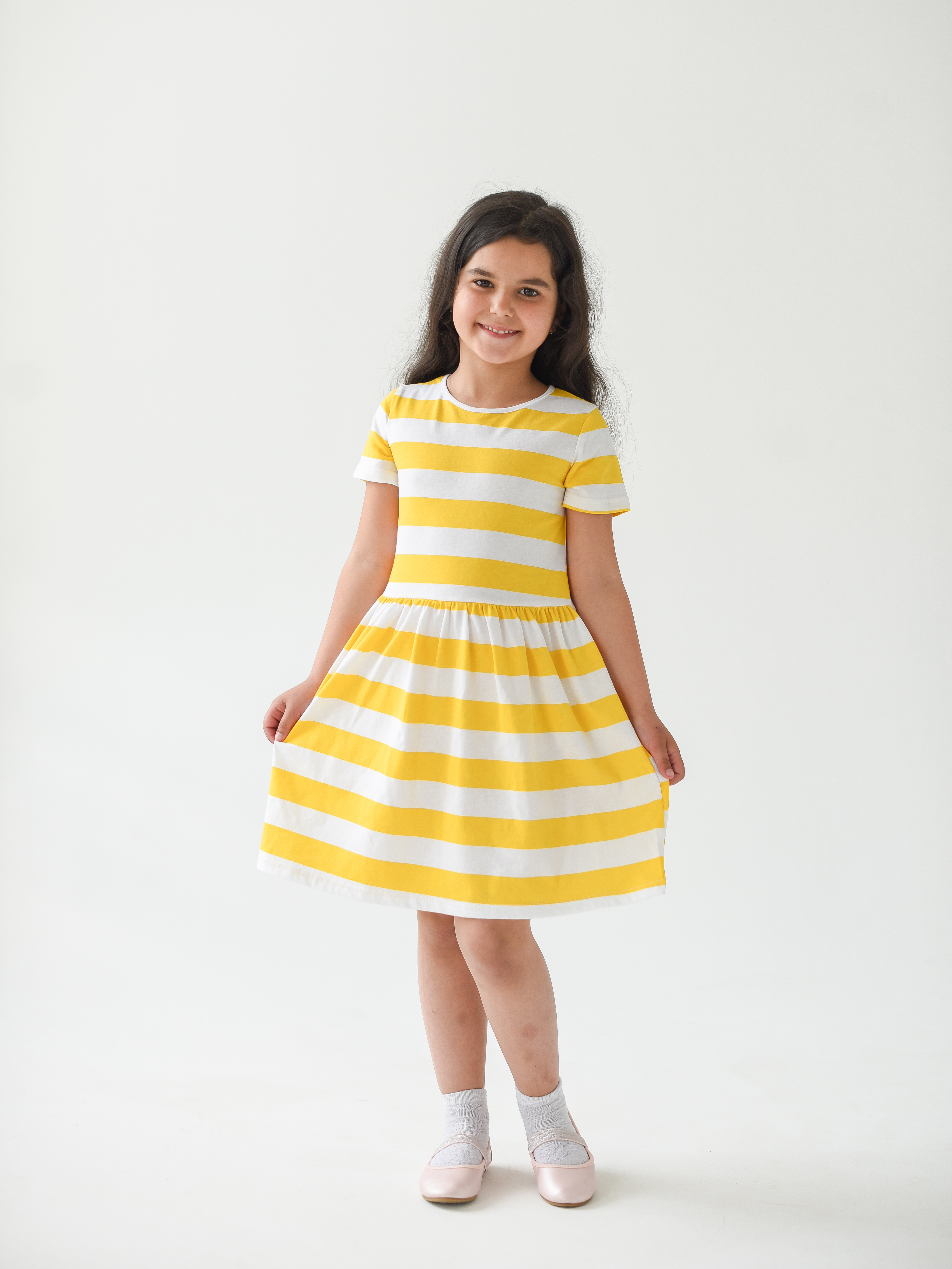 Платье трикотажное летнее, LikeRostik, размер 116, цвет желтый