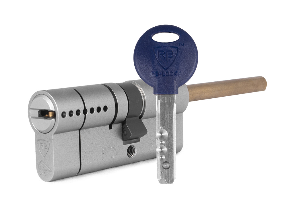 Цилиндр Rav Bariach Mars ключ-шток (размер 80х31 мм) - Никель, Флажок