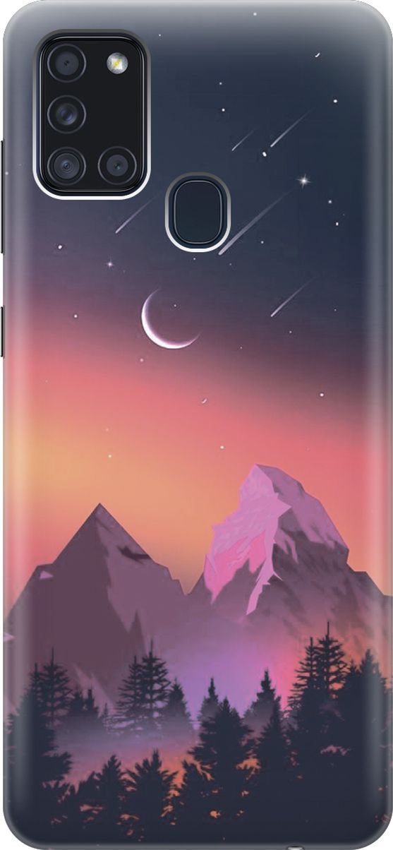

Силиконовый чехол на Samsung Galaxy A21s "Горы и звездопад", Оранжевый;черный, 7073