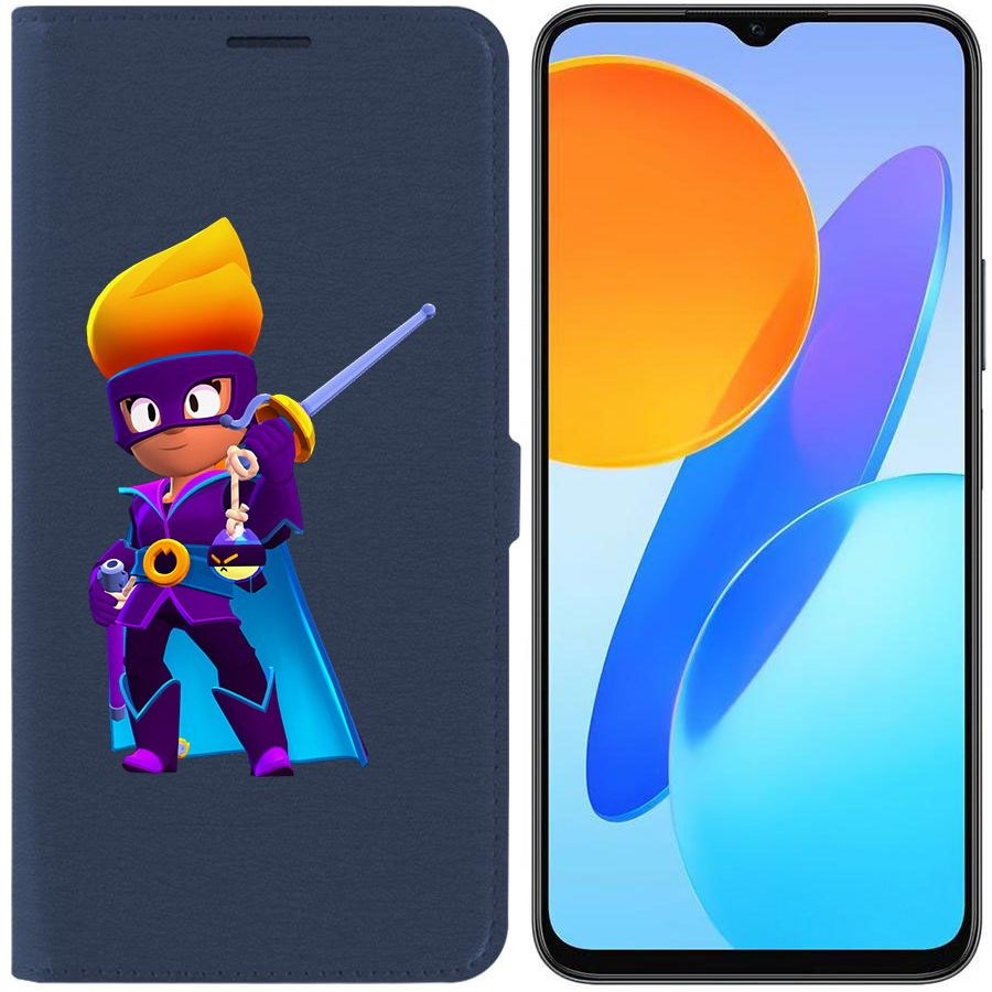 

Чехол-книжка Krutoff Eco Book для Honor X8 5G Brawl Stars-Амбер де Ла Вега (синий)