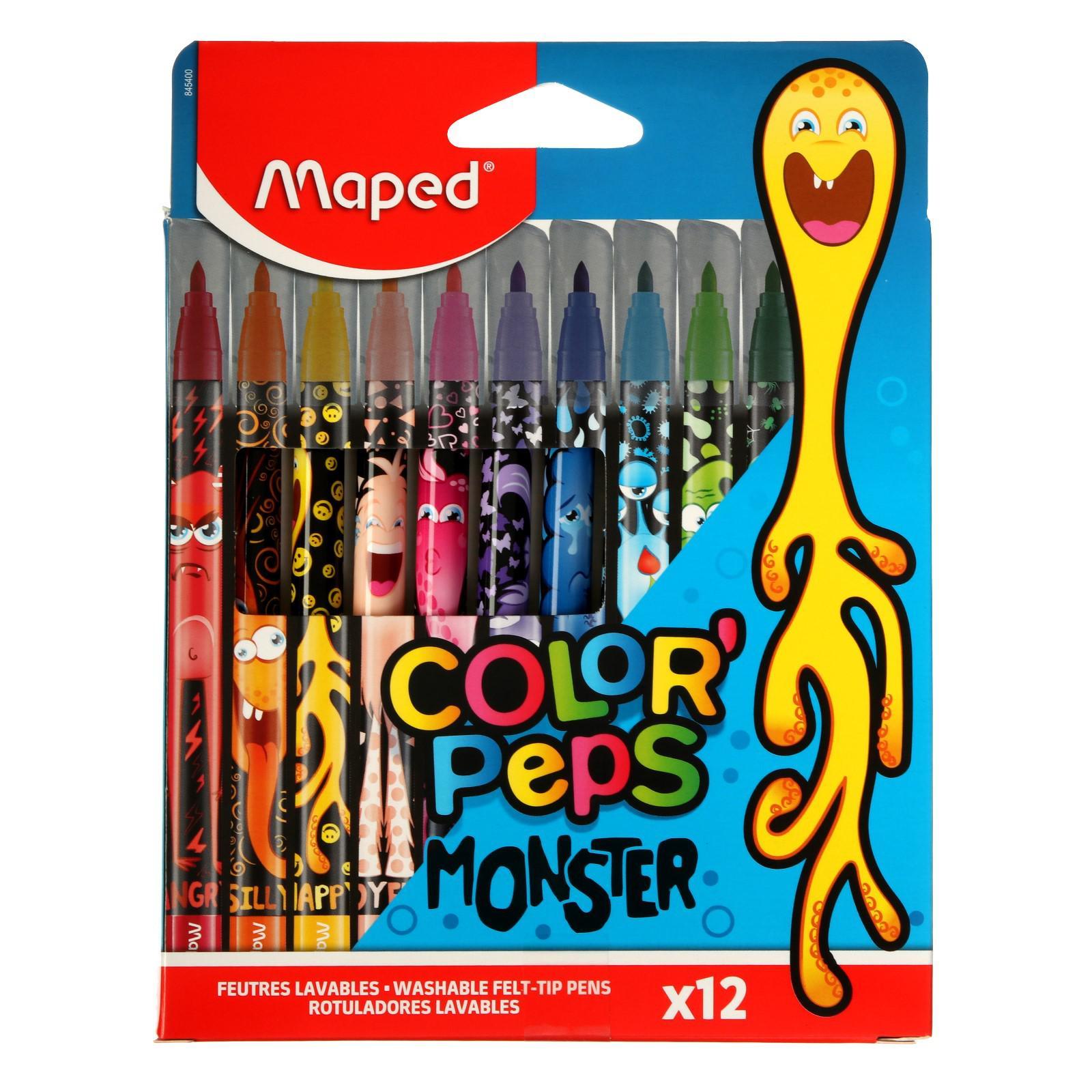 Фломастеры Maped Color Peps Monster, 12 цветов, 3 шт