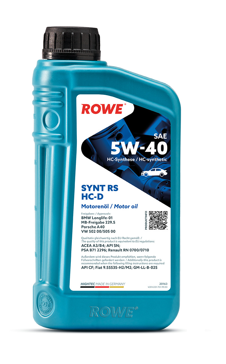 

Масло моторное ROWE HIGHTEC SYNT RS SAE 5W-40 HC-D