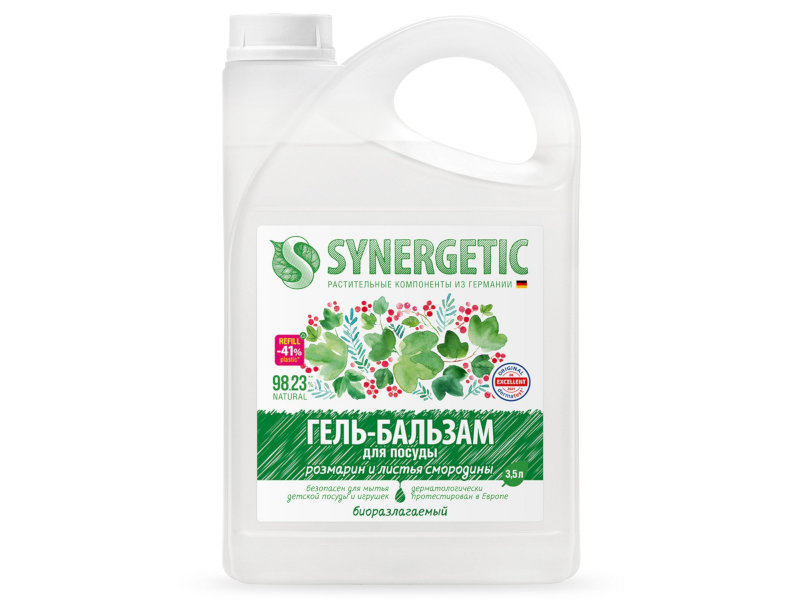 

Гель-бальзам для мытья посуды Synergetic Розмарин и листья смородины 3.5L 4607971453703