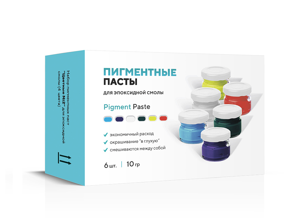 фото Набор пигментных паст «цветные №2» для эпоксидной смолы 6x10г, artline pigment paste