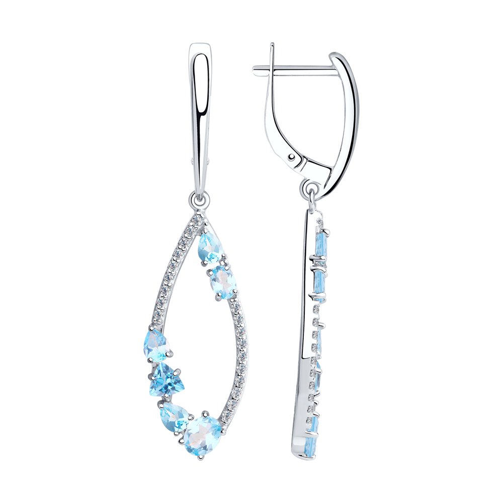 

Серьги подвески из серебра SOKOLOV 92022109, топаз/фианит, 92022109