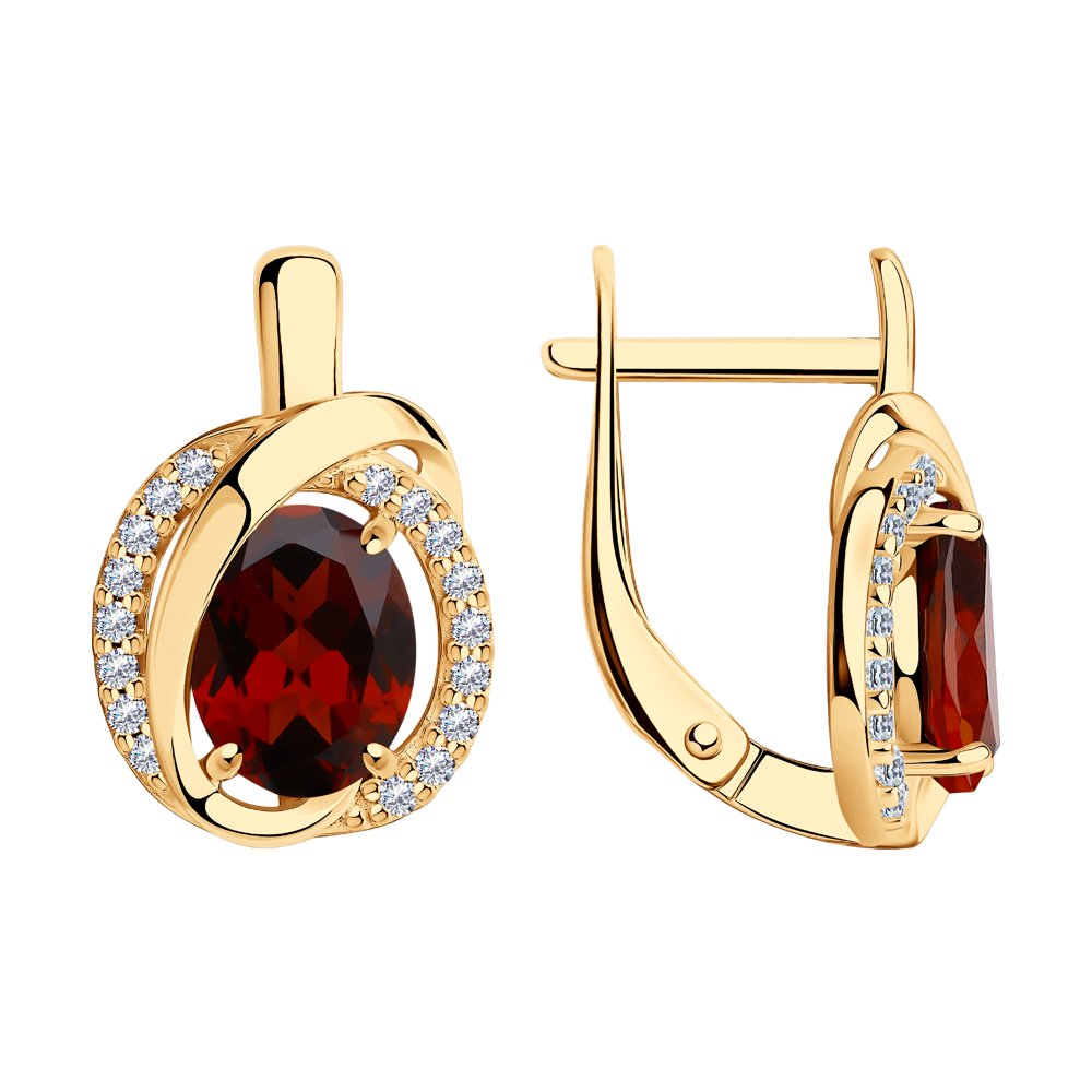 

Серьги из серебра SOKOLOV 92022533, гранат/фианит, 92022533