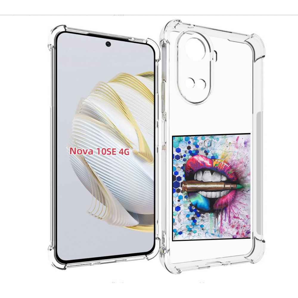 

Чехол MyPads разноцветные губы с пулей для Huawei Nova 10 SE, Прозрачный, Tocco