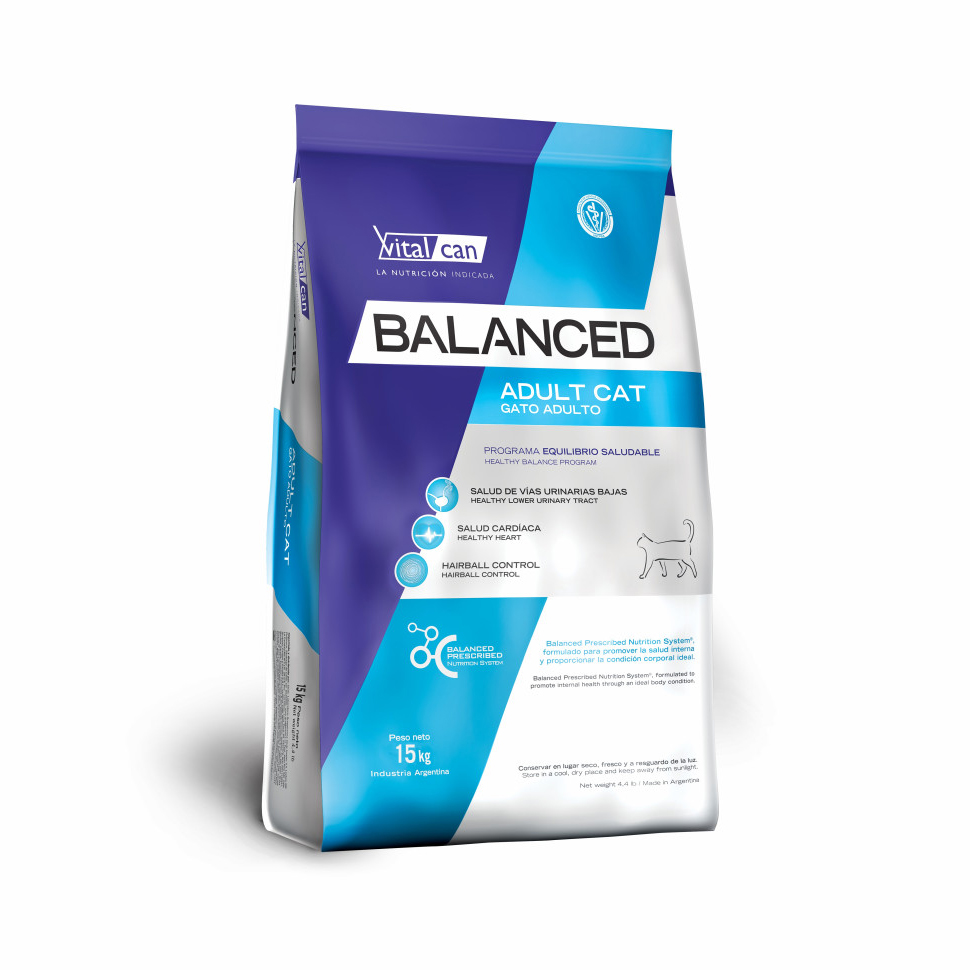 Сухой корм для кошек Vitalcan Balanced Cat Adult, для взрослых, с курицей, 15 кг