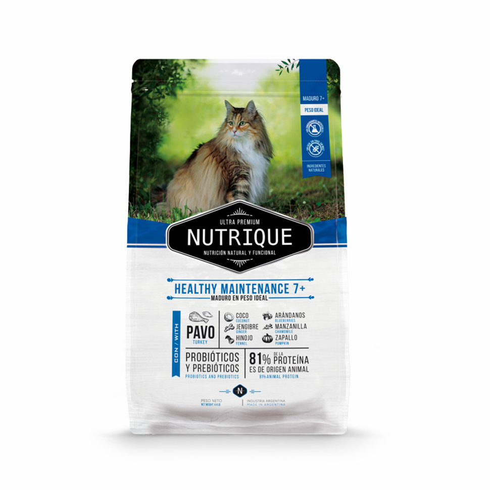 Сухой корм для кошек Vitalcan Nutrique Cat Healthy Mant +7, для пожилых, индейка, 7,5 кг