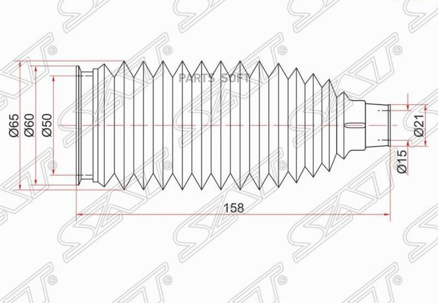 

SAT ST-45535-26060 Пыльник рулевой рейки TOYOTA HIACE REGIUS ACE 04- LH=RH 1шт