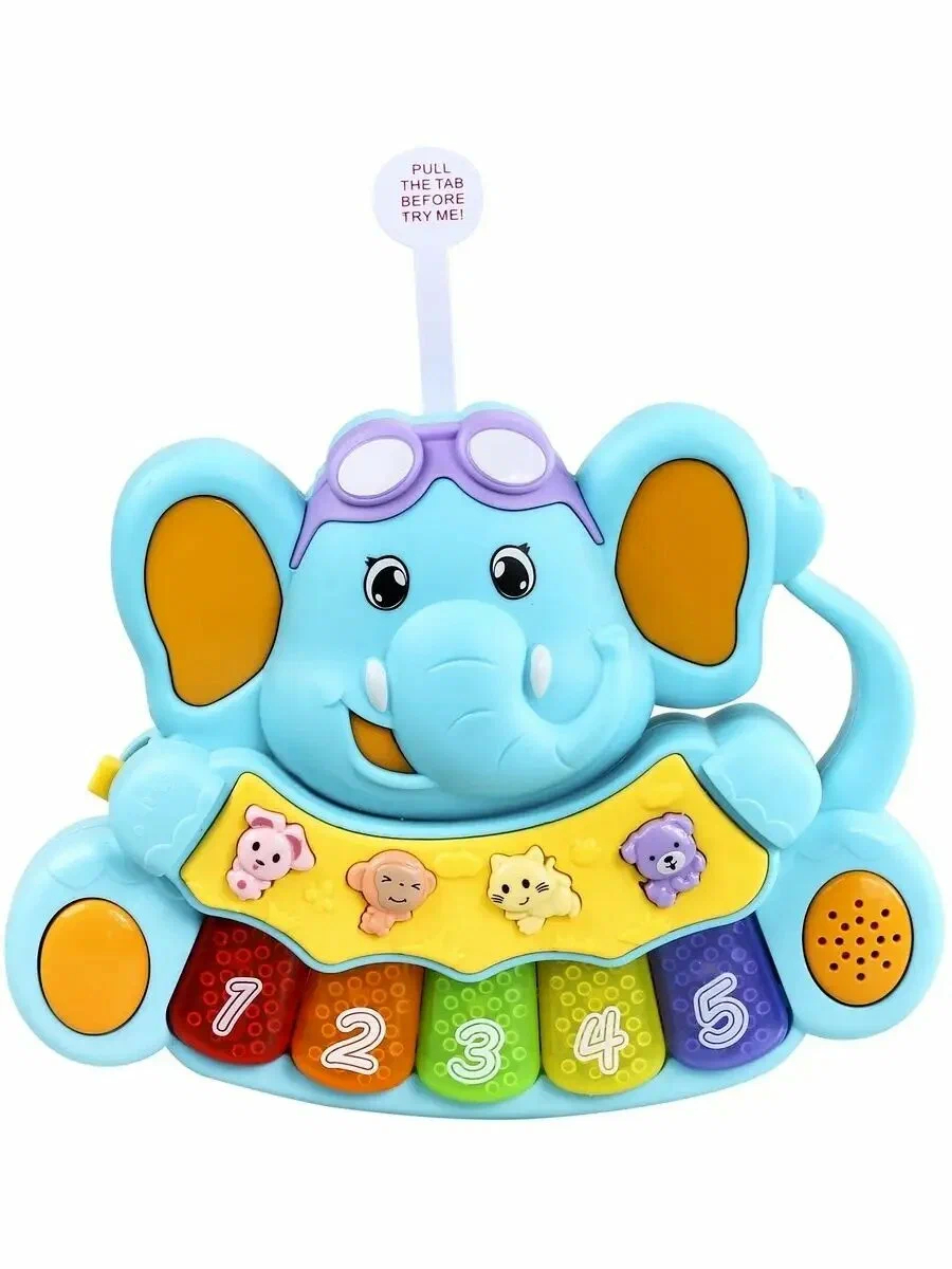 

Музыкальная игрушка Слоник 19х19см,звуки,музыка,свет, Голубой