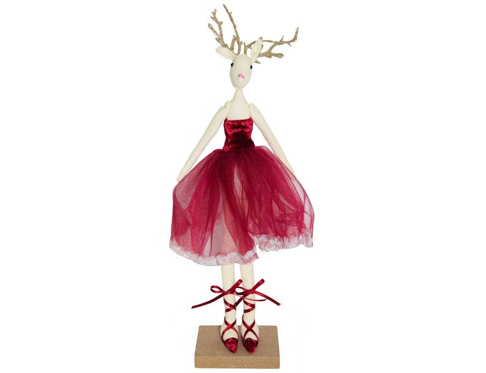 Новогодняя фигурка Due Esse Christmas Олениха балерина стоящая 11840625-01/RED 1 шт.
