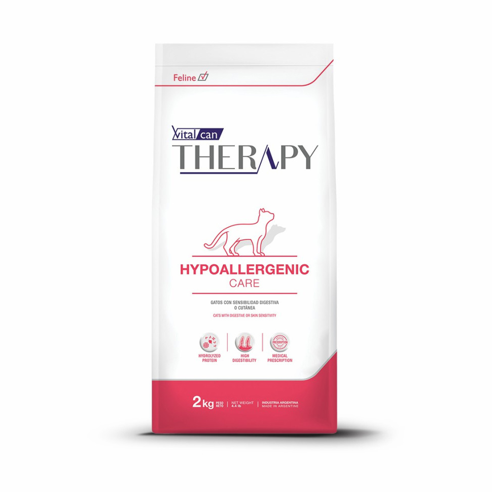 

Сухой корм для кошек Vitalcan Therapy Hypoallergenic Care при аллергии, рис, свинина, 2 кг