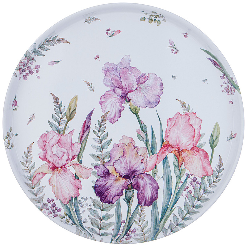 

Поднос сервировочный сталь Agness ирисы 33х2,1 см 898-208