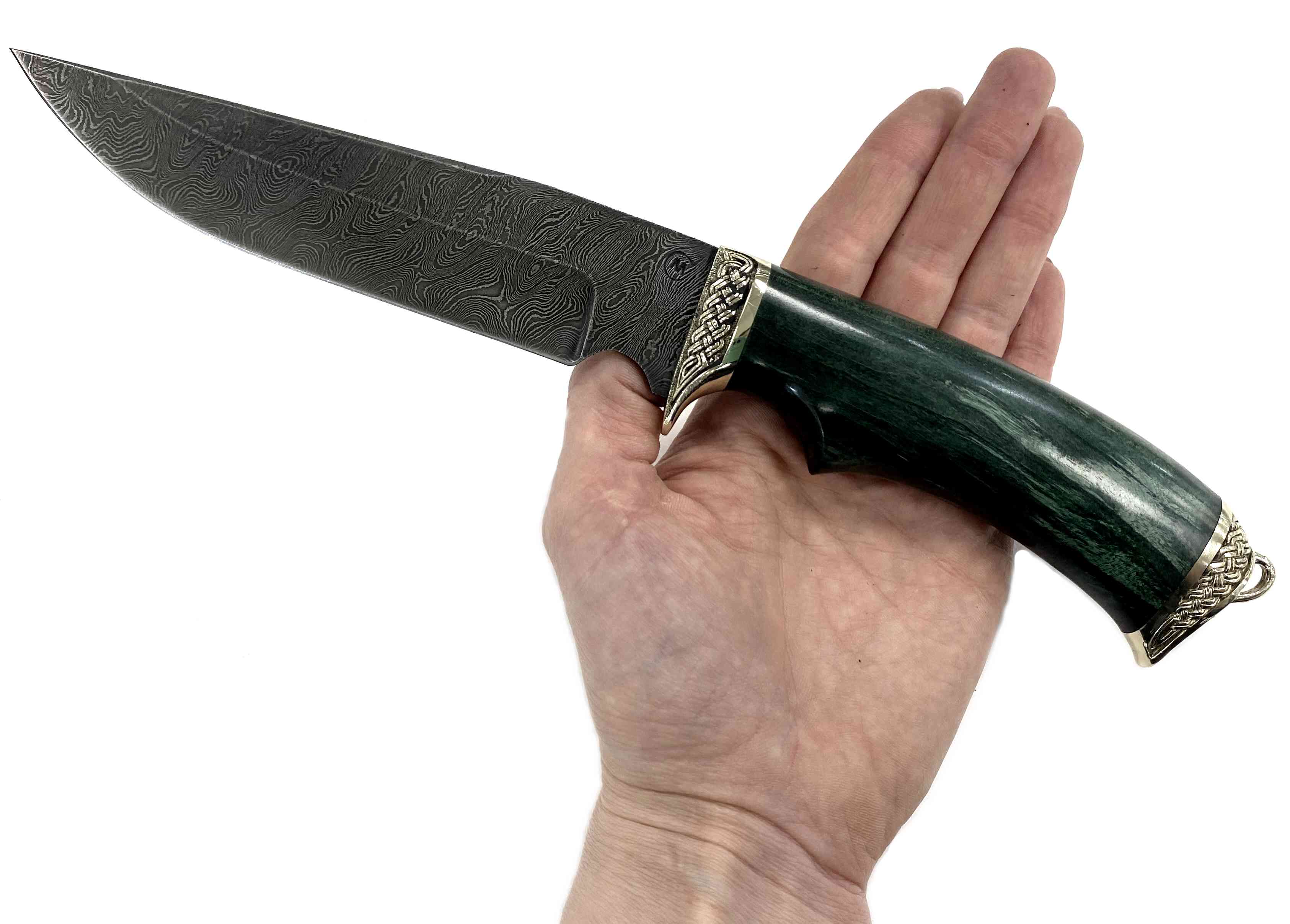 Нож Легионер Семин, дамасская сталь, рукоять стабилизированная карельская береза, литье