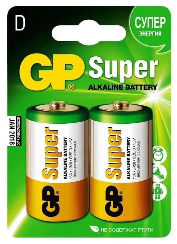 Батарейка D Lr20 1.5V Блистер 2Шт. (Цена За 1Шт.) Gp GP BATTERIES арт. 13A-UE2 LR20 BL2