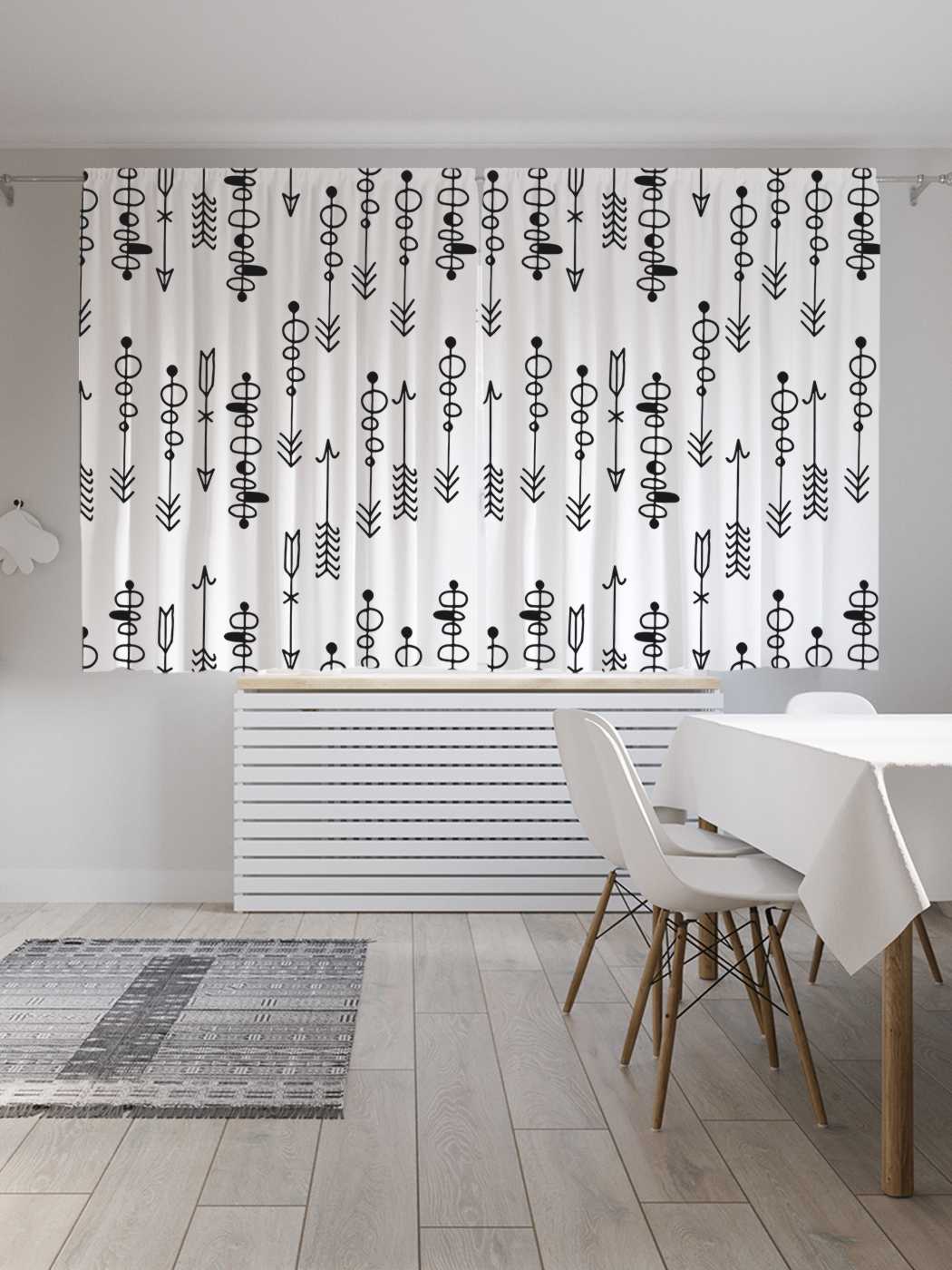 фото Шторы с фотопечатью joyarty "черные стрелы" из сатена, 290х180 см