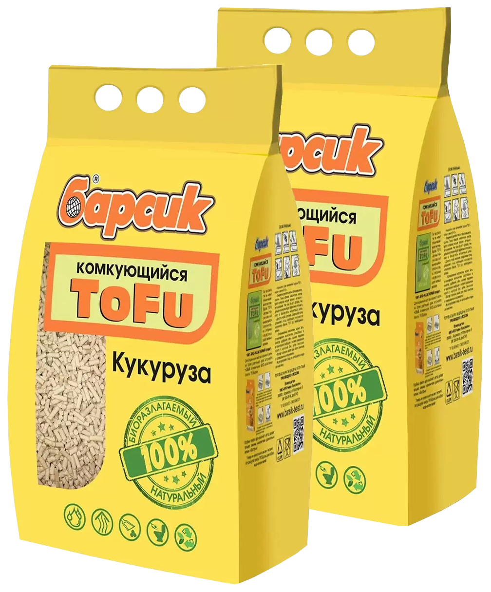

Комкующийся наполнитель Барсик Тофу Кукуруза, 2,2 кг, 4,54 л, 2 шт