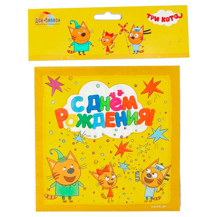 

Салфетки Три Кота желтые 33 х33см 20шт 60148755