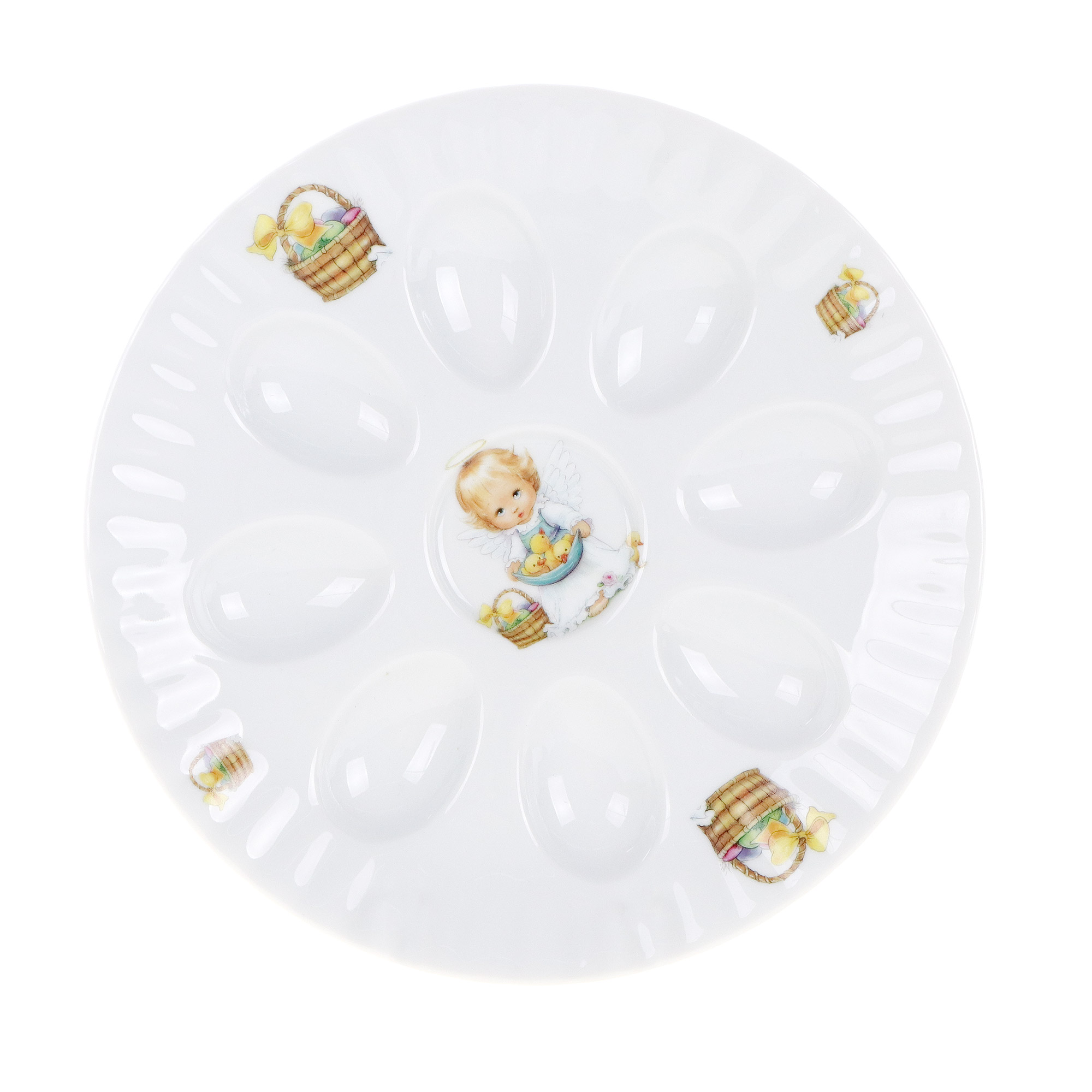 

Блюдо сервировочное Porcelaine Czech Gold Hands для яиц ангелочек с корзиной 21 см