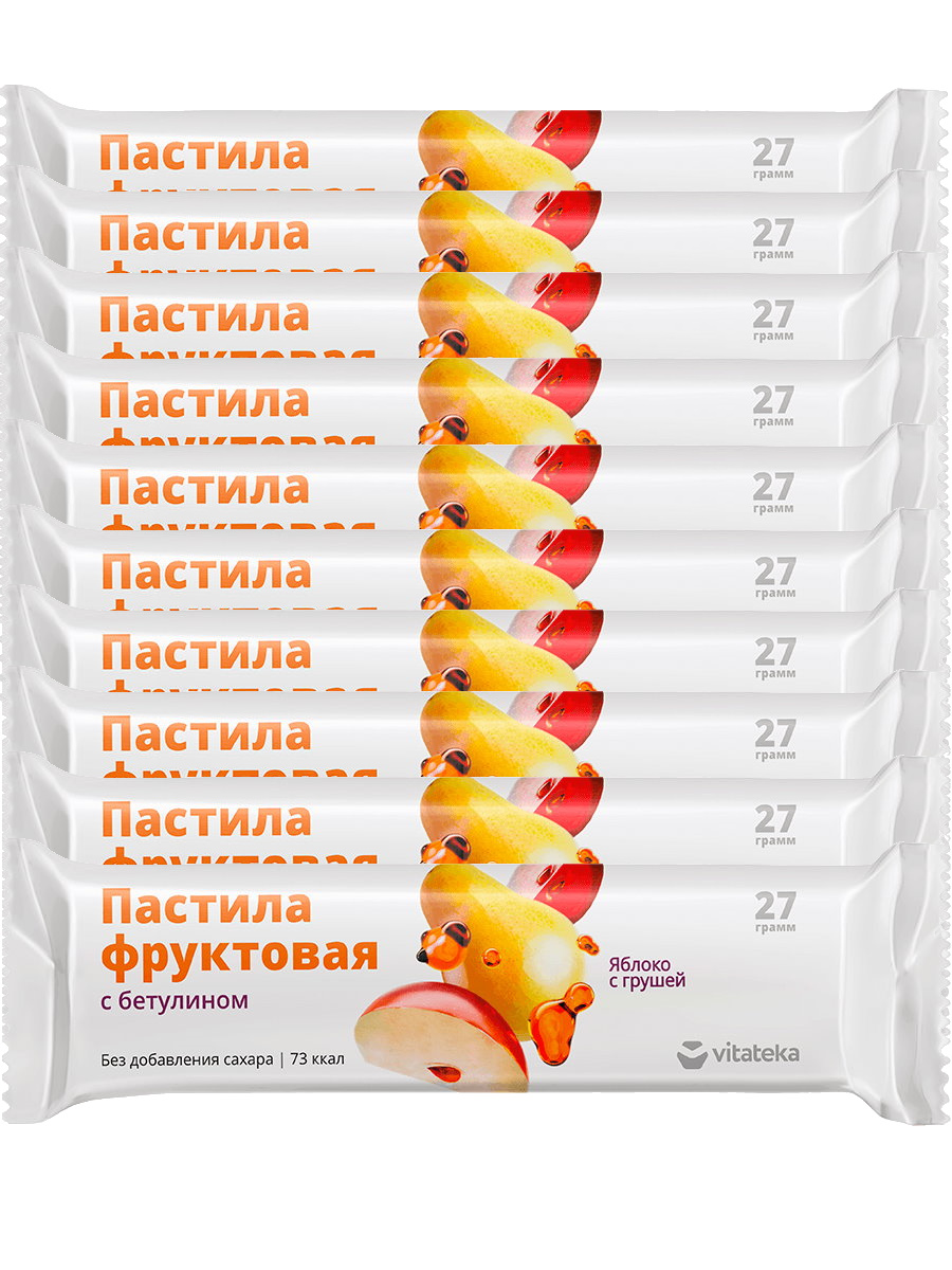 Комплект Vitateka Пастила фруктовая с бетулином яблоко с грушей 27 гр 10 шт