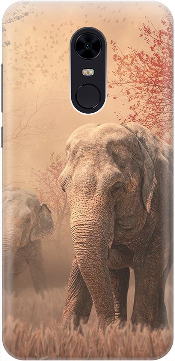 

Чехол на Xiaomi Redmi 5 Plus "Закатный песочный слон", Коричневый;черный, 2042