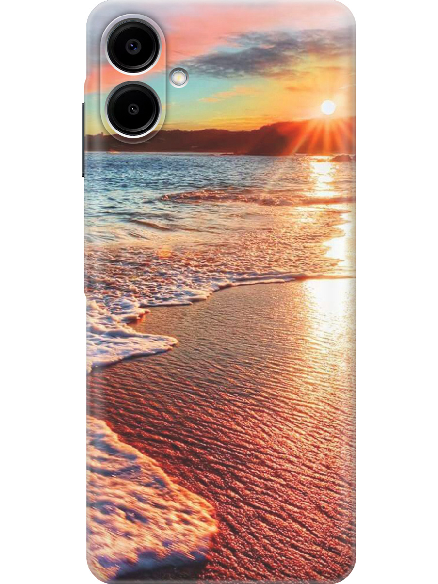 

Силиконовый чехол на Samsung Galaxy A06 с принтом "Залитый светом пляж", Прозрачный;оранжевый;коричневый, 786717541