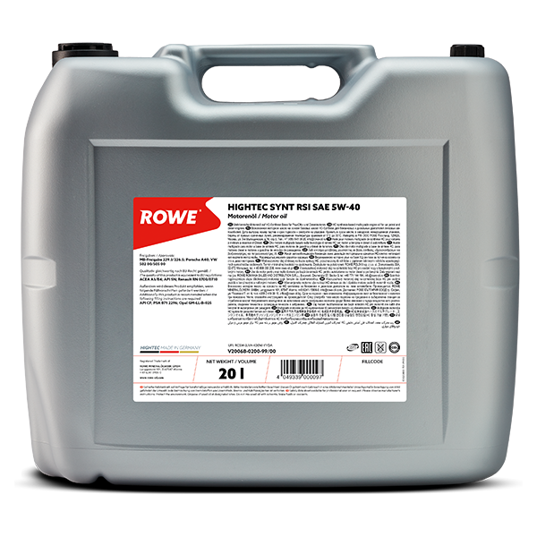 фото 20068-0200-99 масло моторное hightec synt rsi sae 5w-40 20л 10009100/070822/3088267, ге rowe